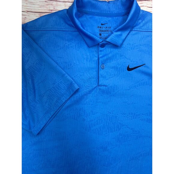 Nike‎ Mens Dri-Fit Standard Fit Polo Large Blue Subtle Camo - Picture 4 of 7
